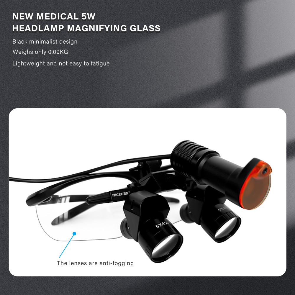 4X 5X 6X Dental Binocular Magnifying Loupes 5W Surgery Medical Headlamp Lithium Battery 300-600mm