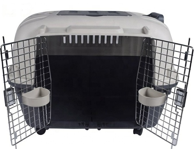 portable trolley airline double doors big pet carrier jet box on wheels