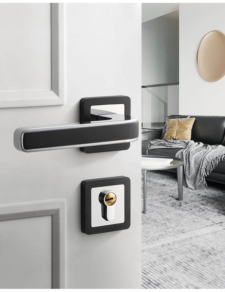 Door handles luxury modern bedroom interior magnetic mute lock simple wooden  gold split room door lock