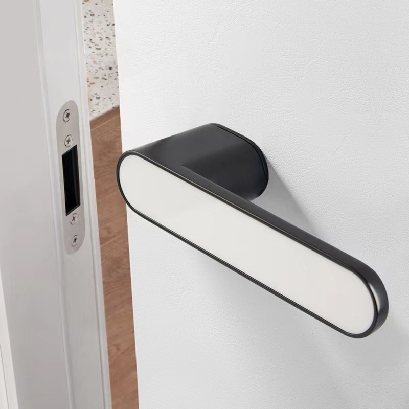 Modern Luxury Door Handle One Word Silent Bedroom Wooden Door Lock Zinc Alloy Black Door Handle