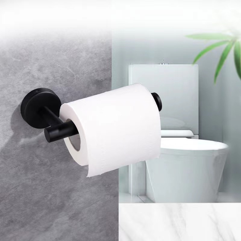 304 stainless steel bathroom toilet paper holder without punching black tissue holder