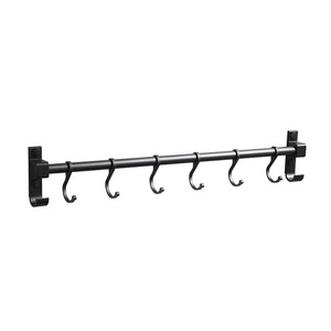 Space aluminum kitchen utensils storage hook wall mounted movable hook storage rack