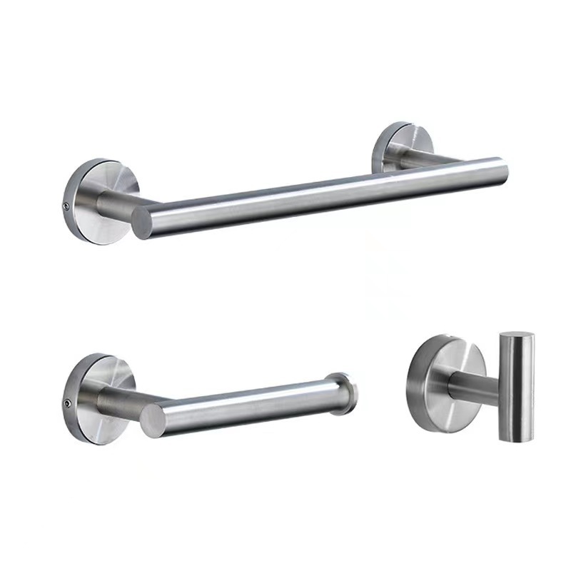 304 stainless steel bathroom accessories set towel rack hook wall mounted toilet accessories