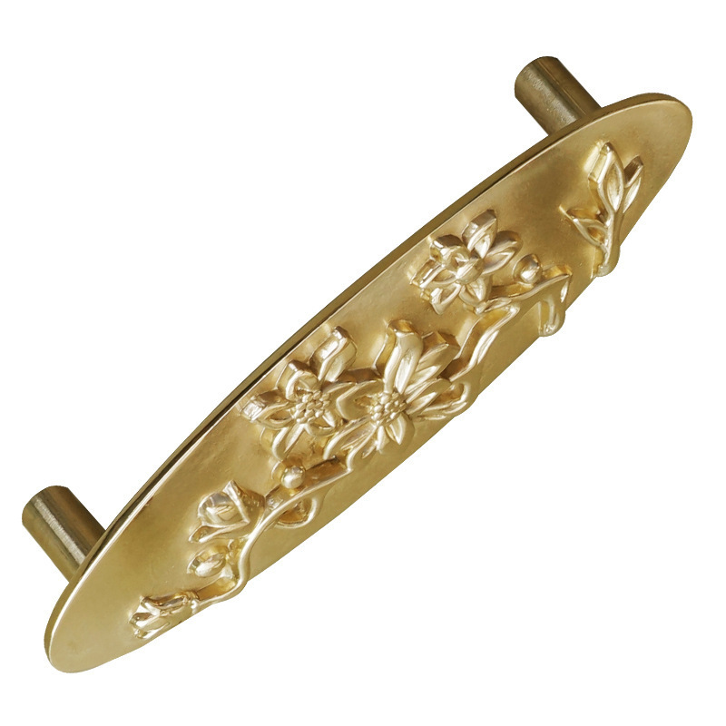 retro light luxury brass, drawer, cabinet, wardrobe door, brass gold plum leaf brass handle knob