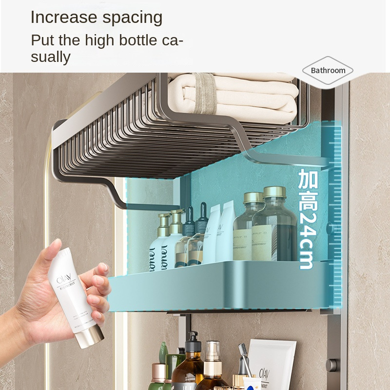 Towel rack bathroom punching free storage rack integrated wall mounted bathroom  space aluminum towel rack