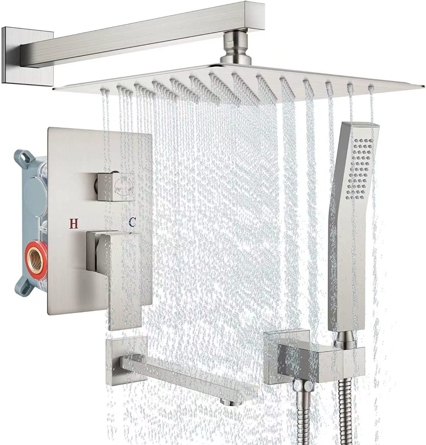 shower panels system copper concealed stainless steel mixer embedded thermostatic bathroom shower head faucet set