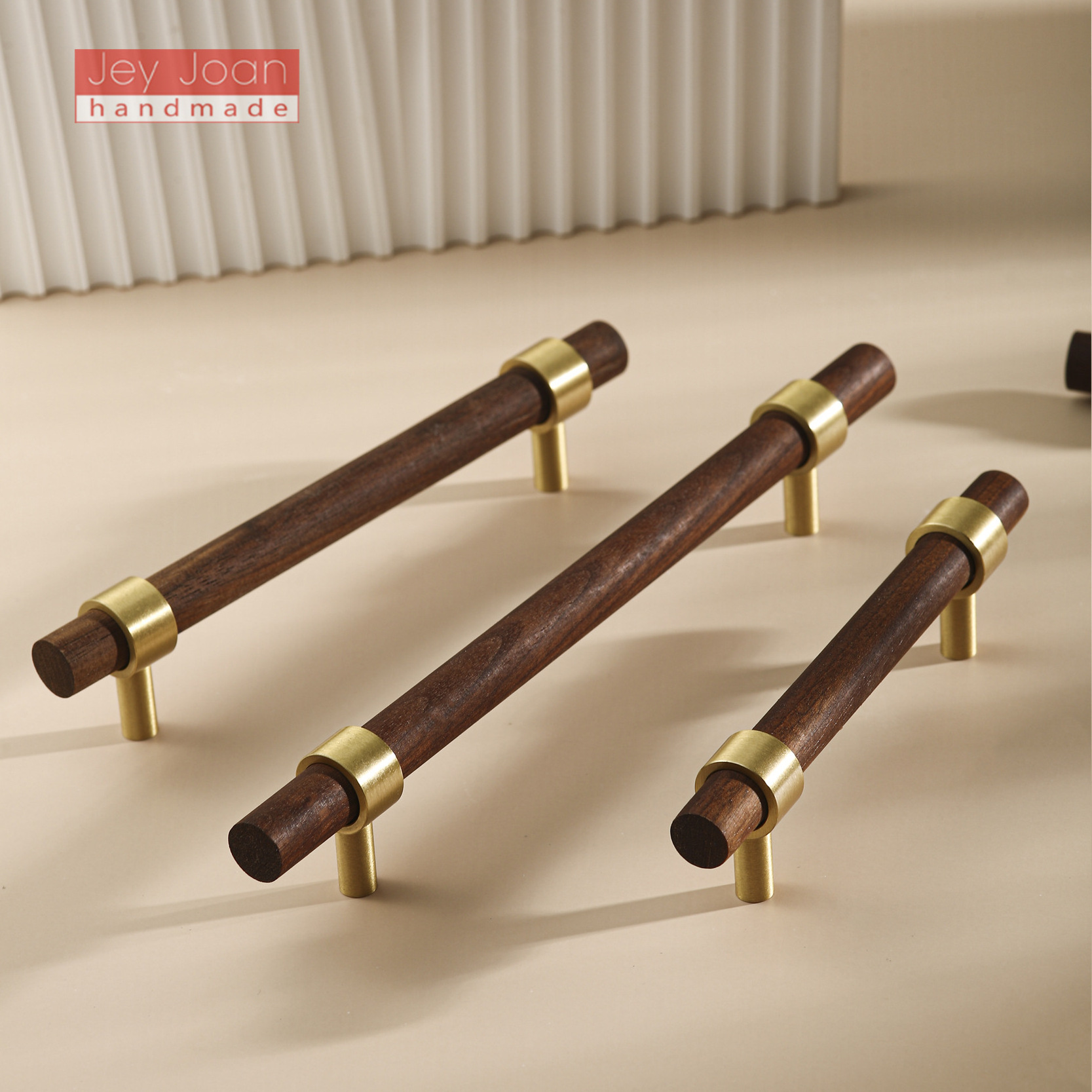 Modern minimalist walnut brass handle furniture and cabinet hardware