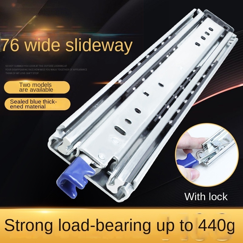 76 wide heavy-duty industrial slider trailer thickened slider drawer guide rail three sections of wardrobe cabinet container