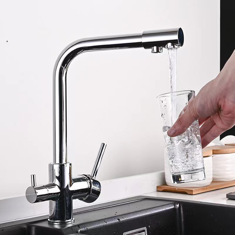 Tap Mixer Kitchen Faucet Modern Ceramic Polished Single Lever Handle Kitchen Faucet Brushed Nickel 3 Way Purifier Water