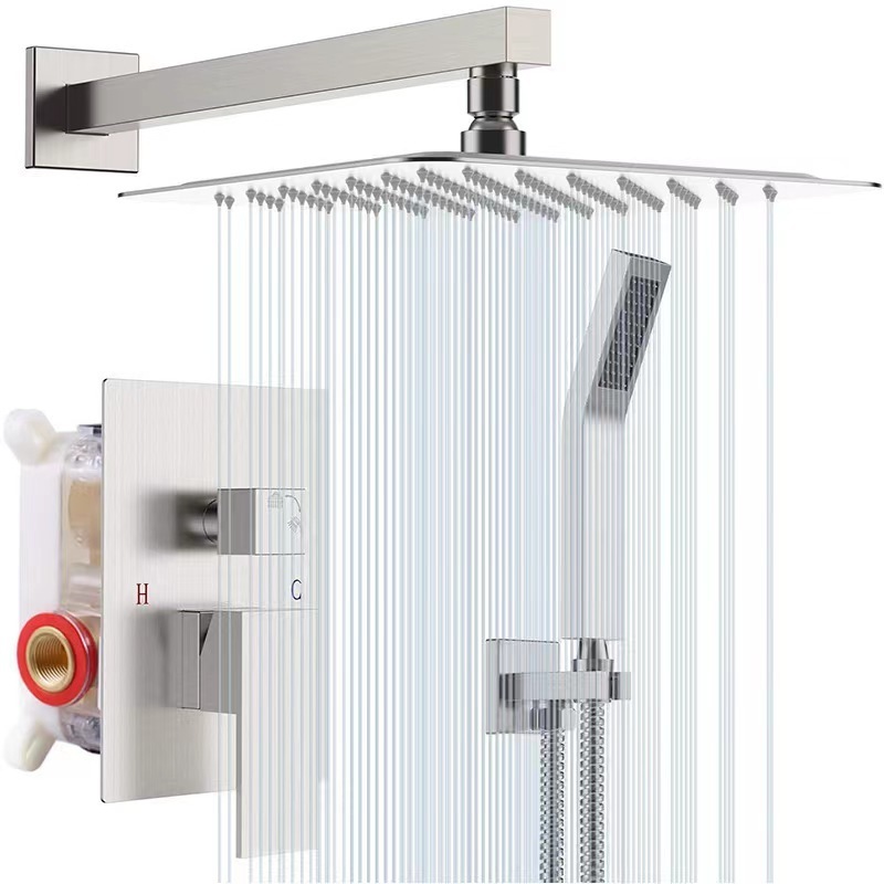 shower panels system copper concealed stainless steel mixer embedded thermostatic bathroom shower head faucet set