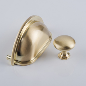 Suzuki Drawer Knobs Pull Cup Pull Dresser Handles Gear Knob Modern for Cabinet Screw Kitchen Knob Gold Brushed Brass Single/76mm