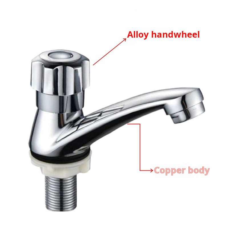 Household minimalist brass basin faucet, single hole cold water independent faucet