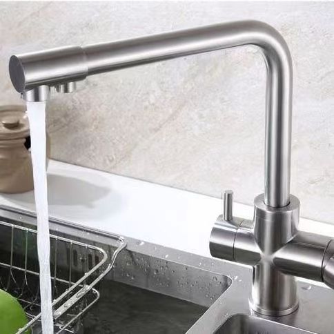 Tap Mixer Kitchen Faucet Modern Ceramic Polished Single Lever Handle Kitchen Faucet Brushed Nickel 3 Way Purifier Water