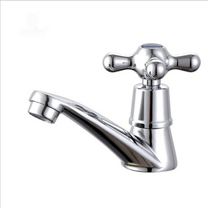 Household minimalist brass basin faucet, single hole cold water independent faucet