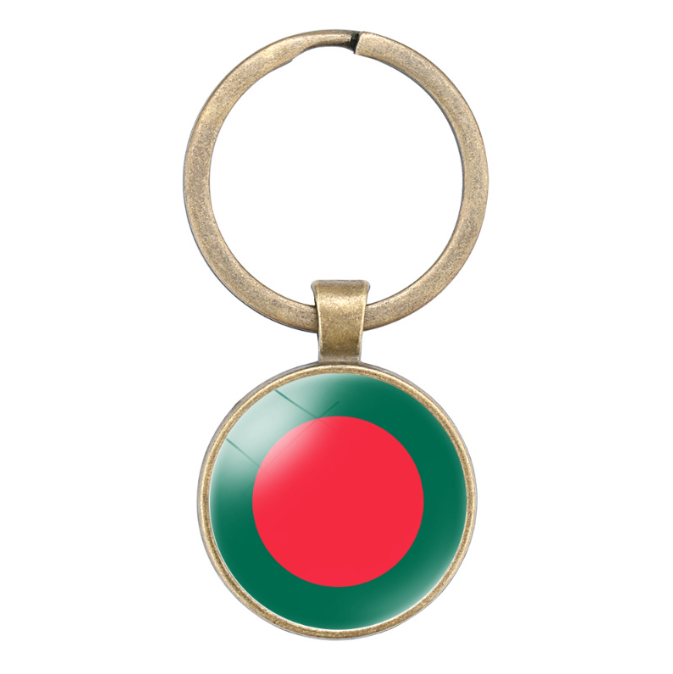 High Quality Myanmar Flag Keychain Pendant Time Gemstone Keychain, retro style keychain pendant