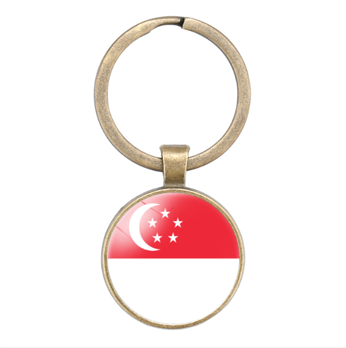 High Quality Myanmar Flag Keychain Pendant Time Gemstone Keychain, retro style keychain pendant