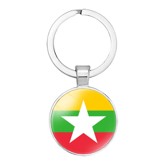 High Quality Myanmar Flag Keychain Pendant Time Gemstone Keychain Pendant