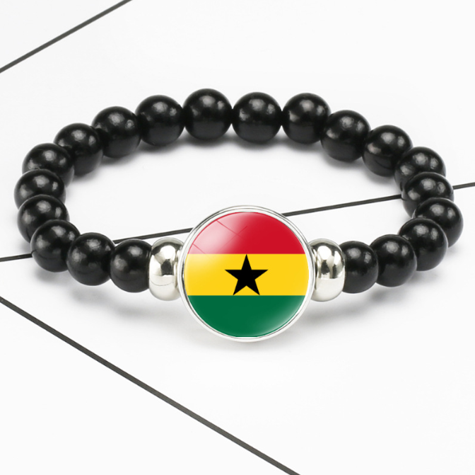 High quality Ghana flag pattern time gemstone extendable bracelet