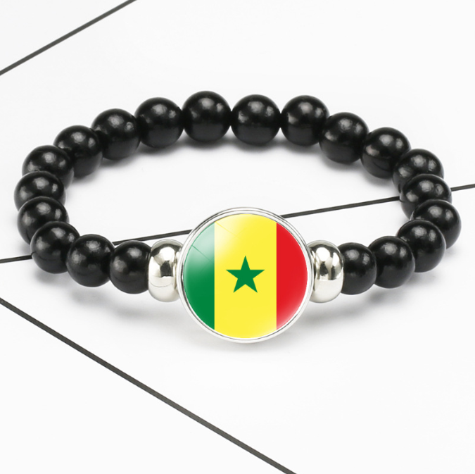 High quality Ghana flag pattern time gemstone extendable bracelet