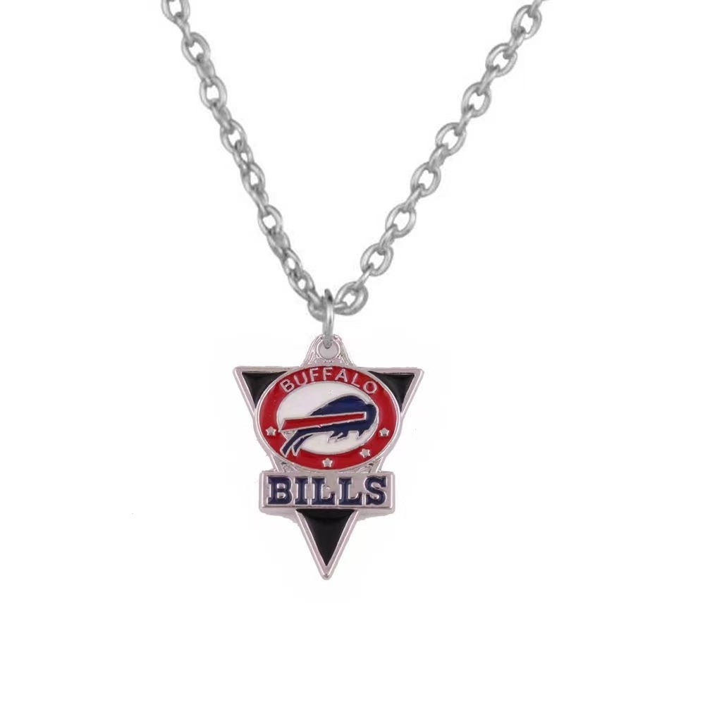 Cross border  oil dripping team jewelry Football team logo Triangle sports pendant necklace Buffalo Bills Pendant