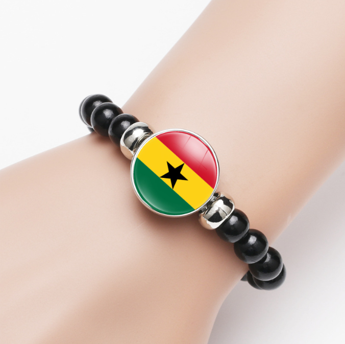 High quality Ghana flag pattern time gemstone extendable bracelet