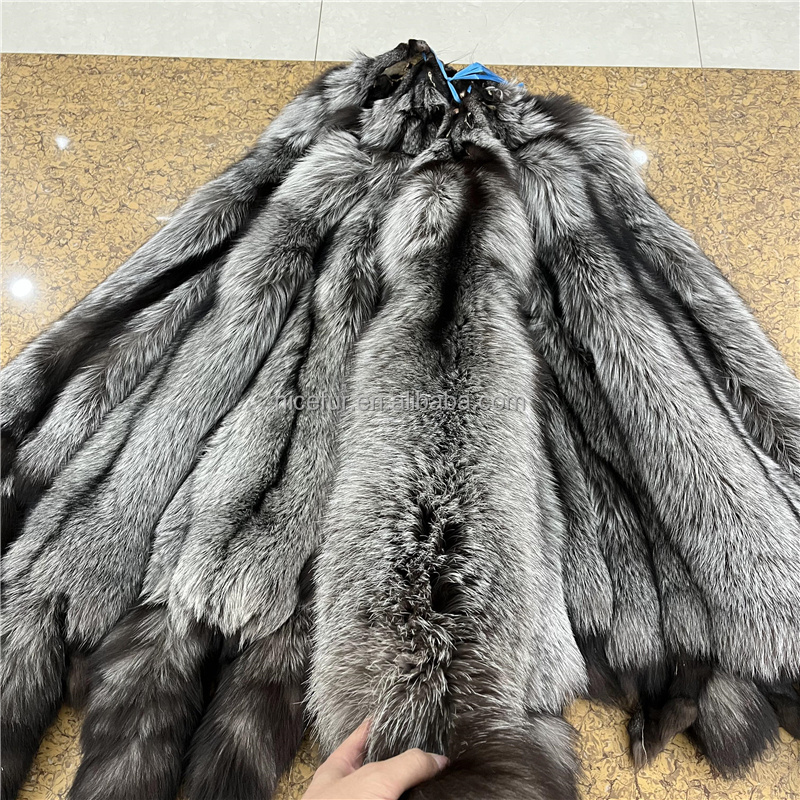 Genuine Tanned Natural Silver Fox Pelts Hides Fur Real Fox Skin Hides