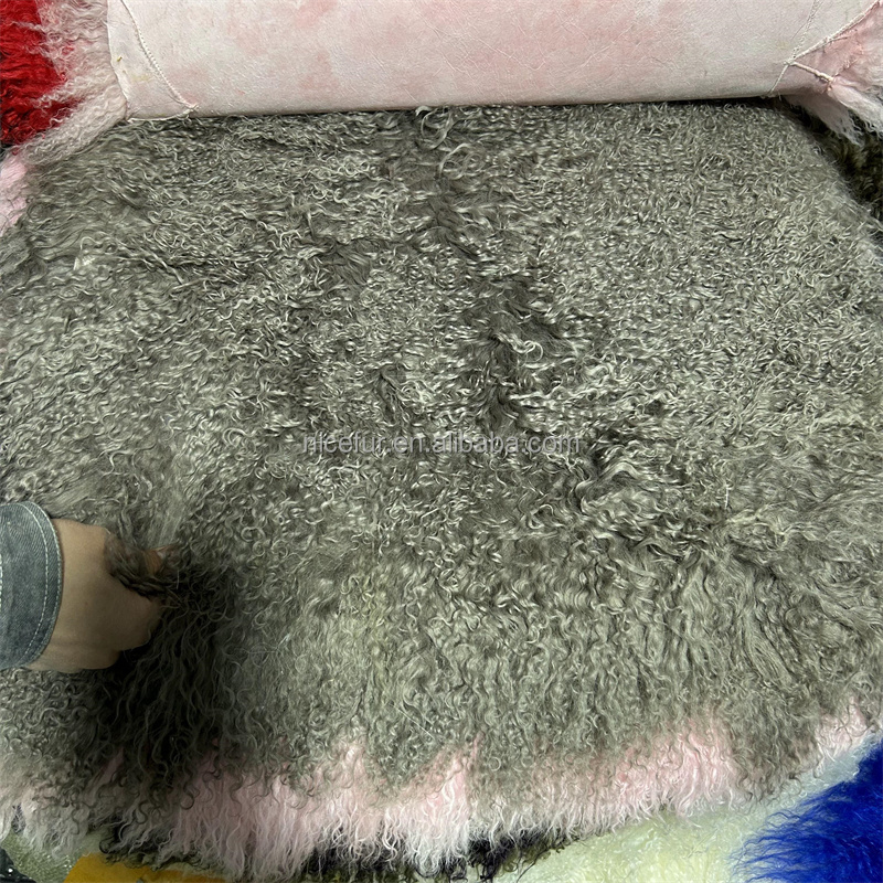 Factory Direct Supply 120x60cm Mongolian Lamb Fur Plate Goat Fur Rug Sheepskin