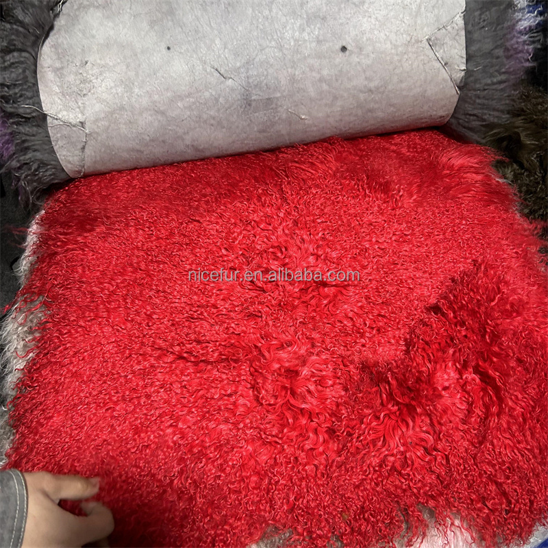 Factory Direct Supply 120x60cm Mongolian Lamb Fur Plate Goat Fur Rug Sheepskin