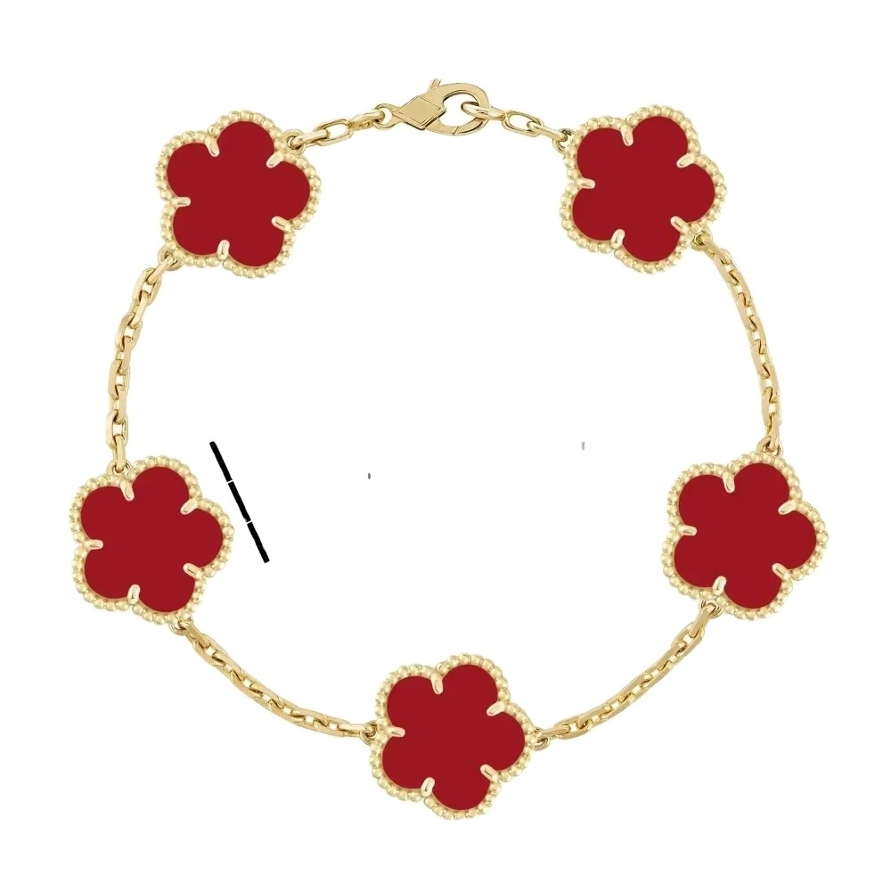 C&J High Quality Lucky Black White Clover Bracelet Gold Non Tarnish Waterproof 316L Stainless Steel Four Leaf Clover Bracelet