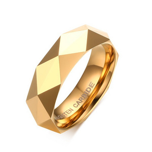 C&J 6MM European and American tungsten steel diamond ring men's cross-border tungsten gold rose gold ring