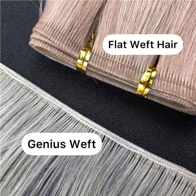 Russian Cuticle Remy Human Hair Extensions Genius Weft One Donor Super Double Drawn Machine Weft