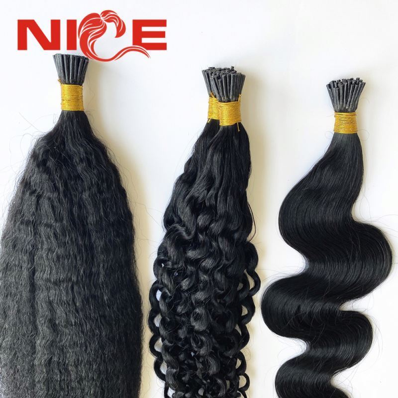 Hot selling Raw Cambodian I Tip Hair Extension Human Hair Curly Virgin Raw I Tip Hair