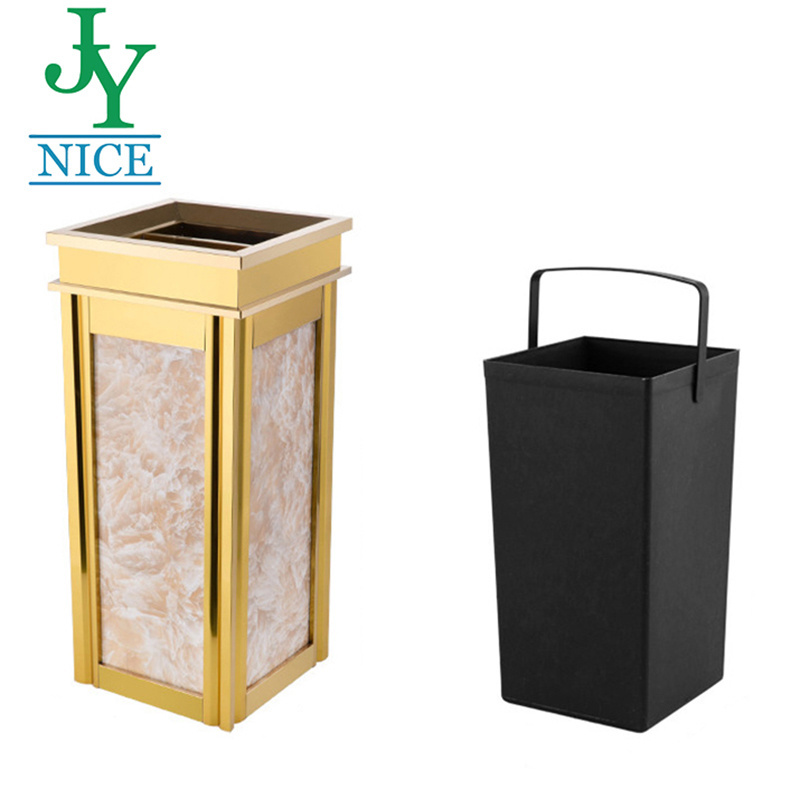 standing marble trash bin with ashtray Hotel Hospital bank shopping mall Lobby stainless steel ashtray bin