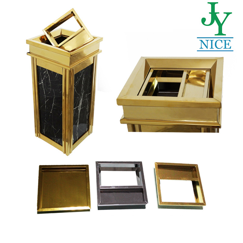 standing marble trash bin with ashtray Hotel Hospital bank shopping mall Lobby stainless steel ashtray bin