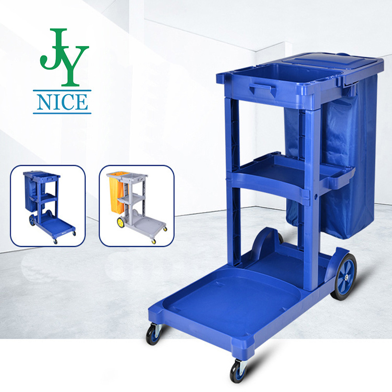 hospital school plastic cleaning handcart with cleaning supplies Multifunction housekeeping mop wringer trolley