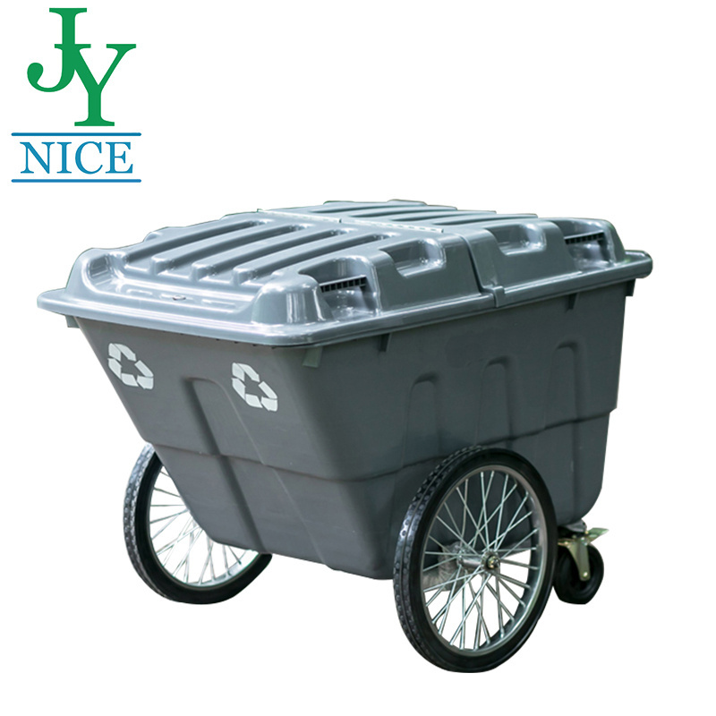 outdoor plastic sanitation cleaning wheeled waste trolley bin waterproof street garbage truck 400L dustbin trolley