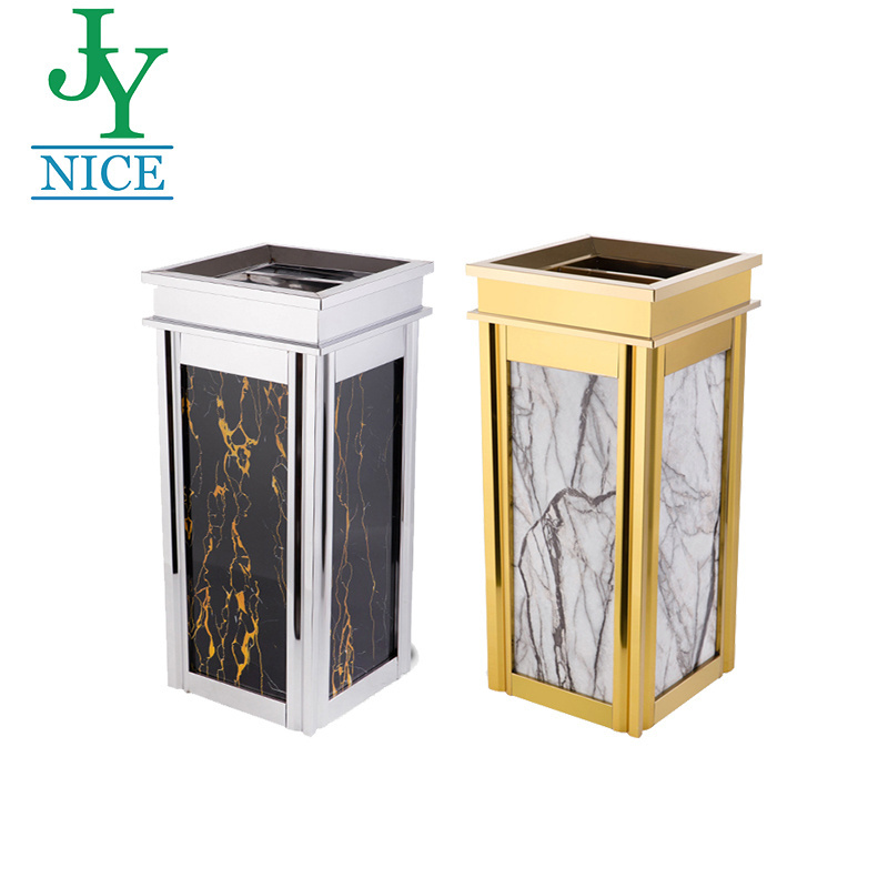 standing marble trash bin with ashtray Hotel Hospital bank shopping mall Lobby stainless steel ashtray bin