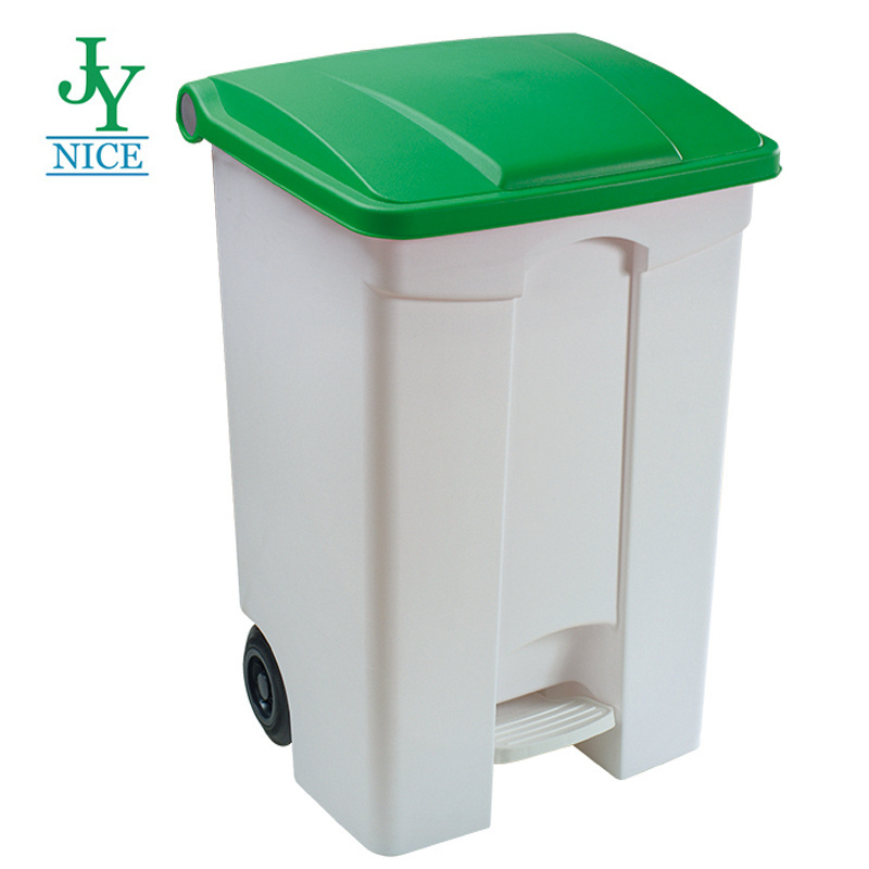 87L Trash Cans For Parks Plastic Pedal Waste Bin Urban Garbage Bins with Wheels Garbage Can With Wheelie Bin rectangular