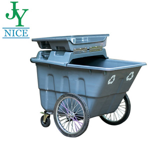 outdoor plastic sanitation cleaning wheeled waste trolley bin waterproof street garbage truck 400L dustbin trolley