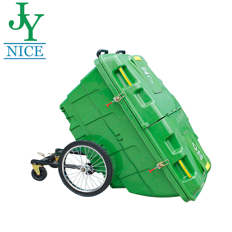 outdoor plastic sanitation cleaning wheeled waste trolley bin waterproof street garbage truck 400L dustbin trolley