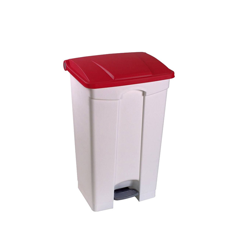 87L Trash Cans For Parks Plastic Pedal Waste Bin Urban Garbage Bins with Wheels Garbage Can With Wheelie Bin rectangular