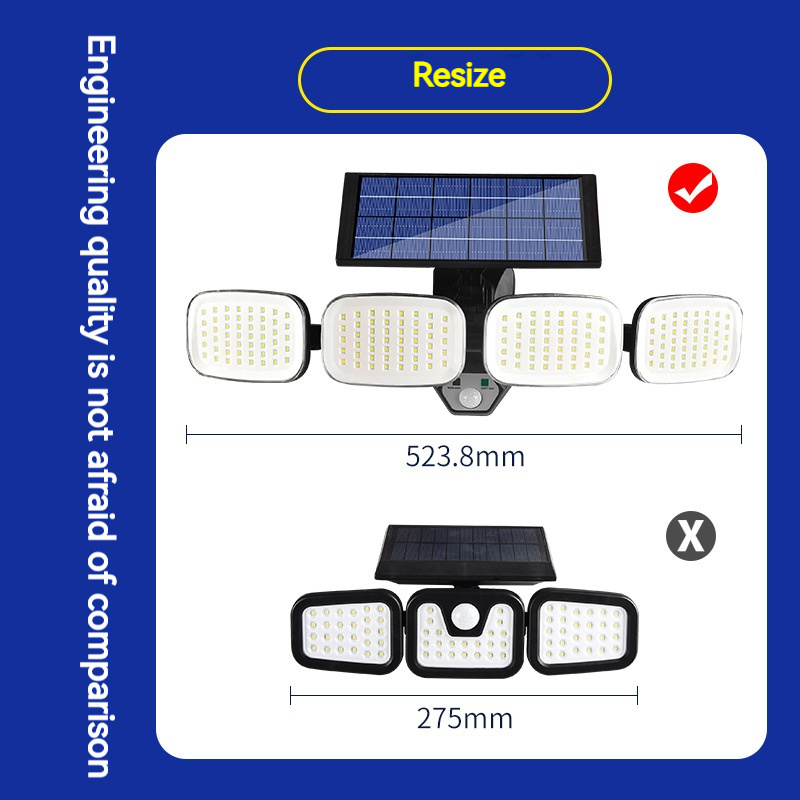 New solar wall lamp four heads can rotate outdoor human sensing courtyard lights wall road lights