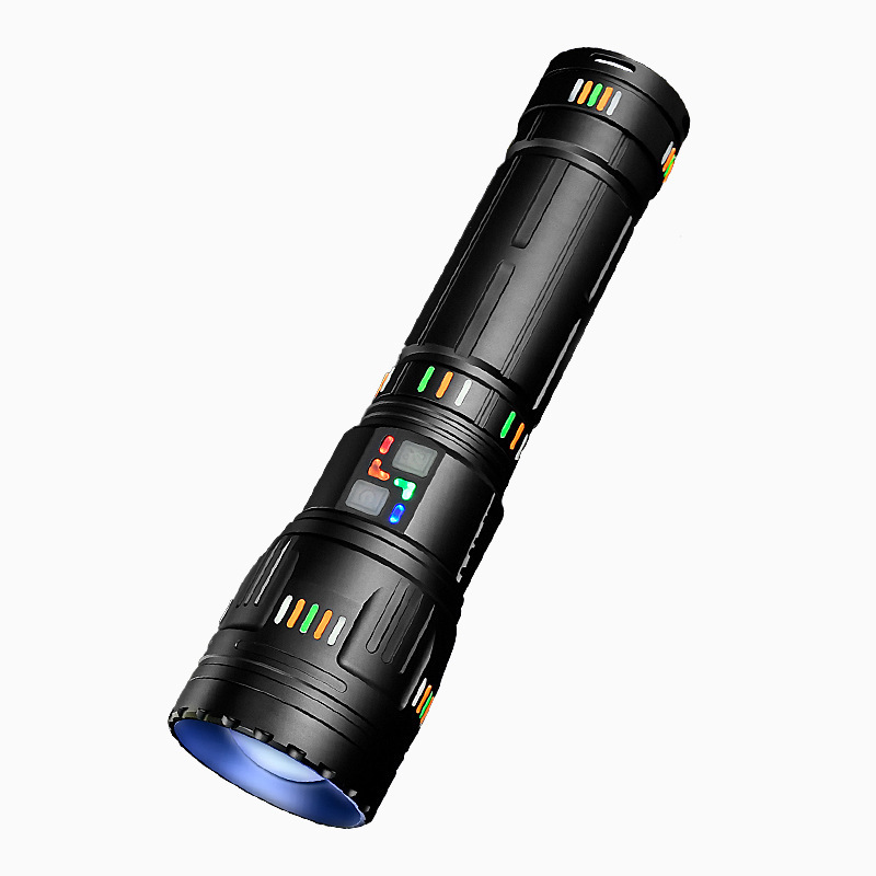 Laser Long Range High Brightness Variable Focus Flashlight Large Capacity Electric Display Luminous Flashlight White Outdoor LED