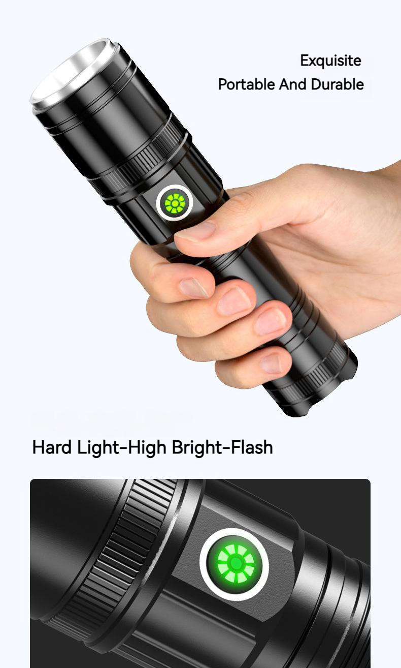 2023 flashlight work light lantern for camping hiking led flashlight 3 modes rechargeable usb torch