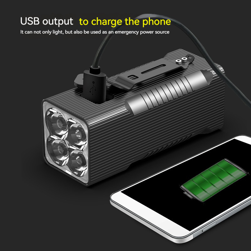 Powerful high bright 8000lumen 80w 4*XPH P50 led flashlight torch USB charging high-power aluminum alloy flashlight