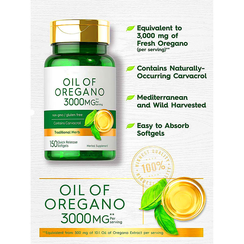 healthcare Supplement Vegan Oregano Oil Softgel Capsules P73 Olive Oil Immune Booster Antioxidants Promote Digestive Health