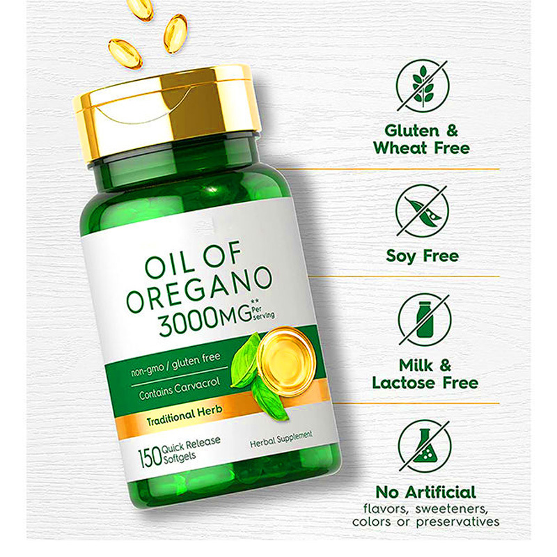 healthcare Supplement Vegan Oregano Oil Softgel Capsules P73 Olive Oil Immune Booster Antioxidants Promote Digestive Health