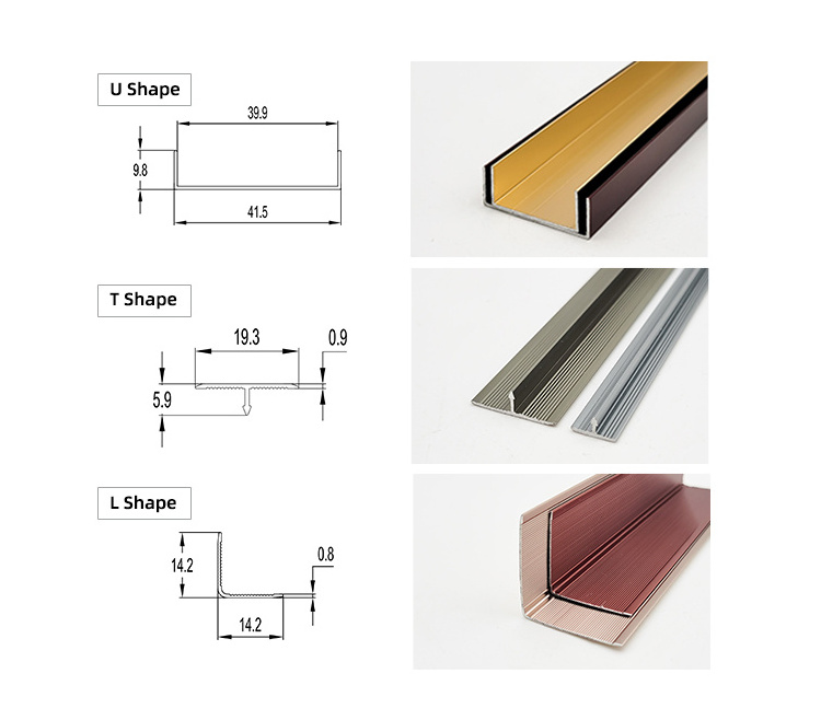 Furniture Aluminum Alloy Border Edging Aluminum Tile Trim Corner Floors Transition Strips Wall Edging Strips