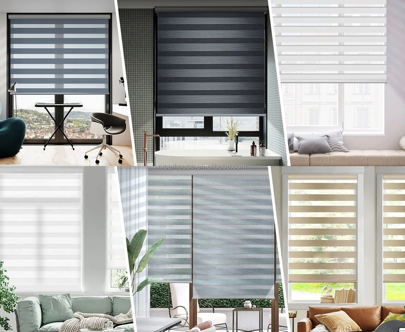 Smart motorized automatic day and night zebra roller cordless blinds combi shades shutters zebra window blinds for window