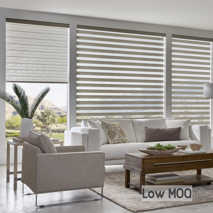 Smart motorized automatic day and night zebra roller cordless blinds combi shades shutters zebra window blinds for window